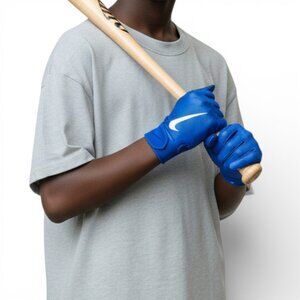 Nike Alpha Huarache Edge Batting Baseball Gloves Royal Blue Size S Unisex Adult
